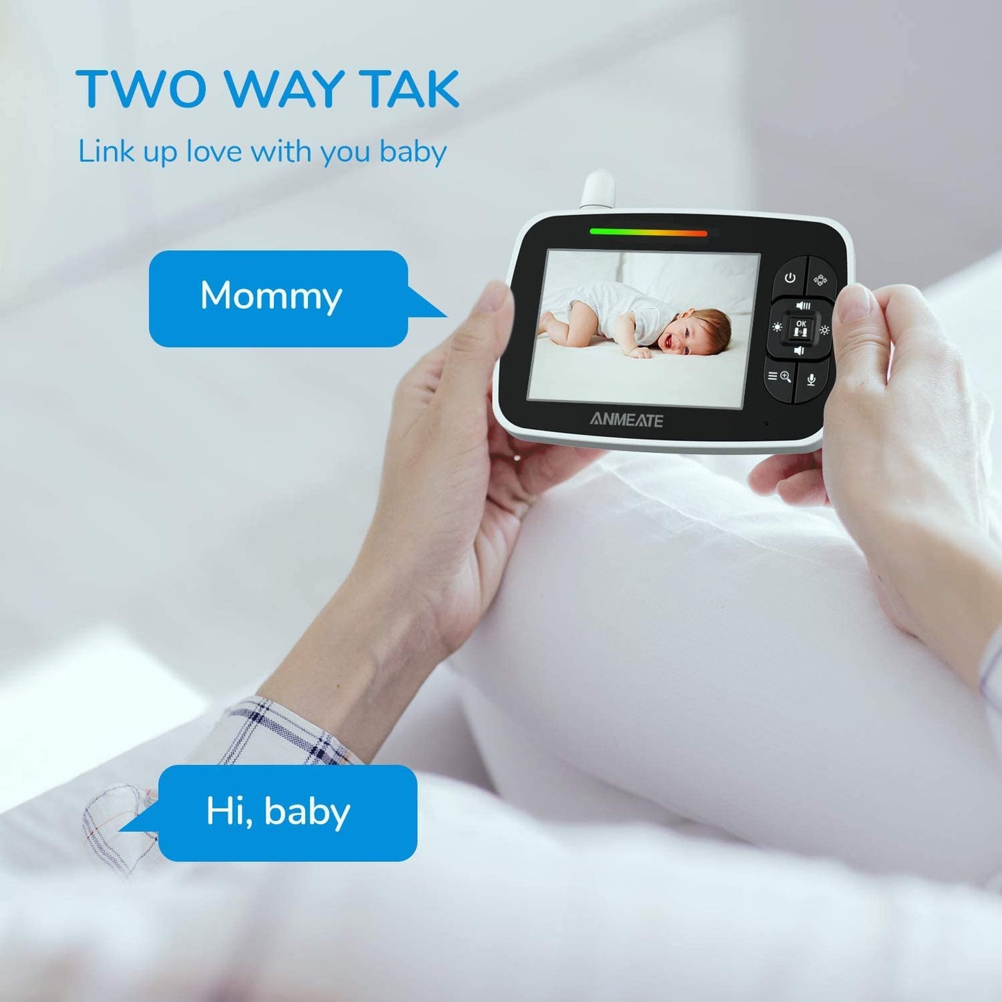 Professional Baby Monitor with Remote Pan-Tilt-Zoom Camera, Large Display Video Monitor with Audio, Infrared Night Vision, Two-Way Communication, Room Temperature Monitoring, Lullabies, and 960ft Range (Black)