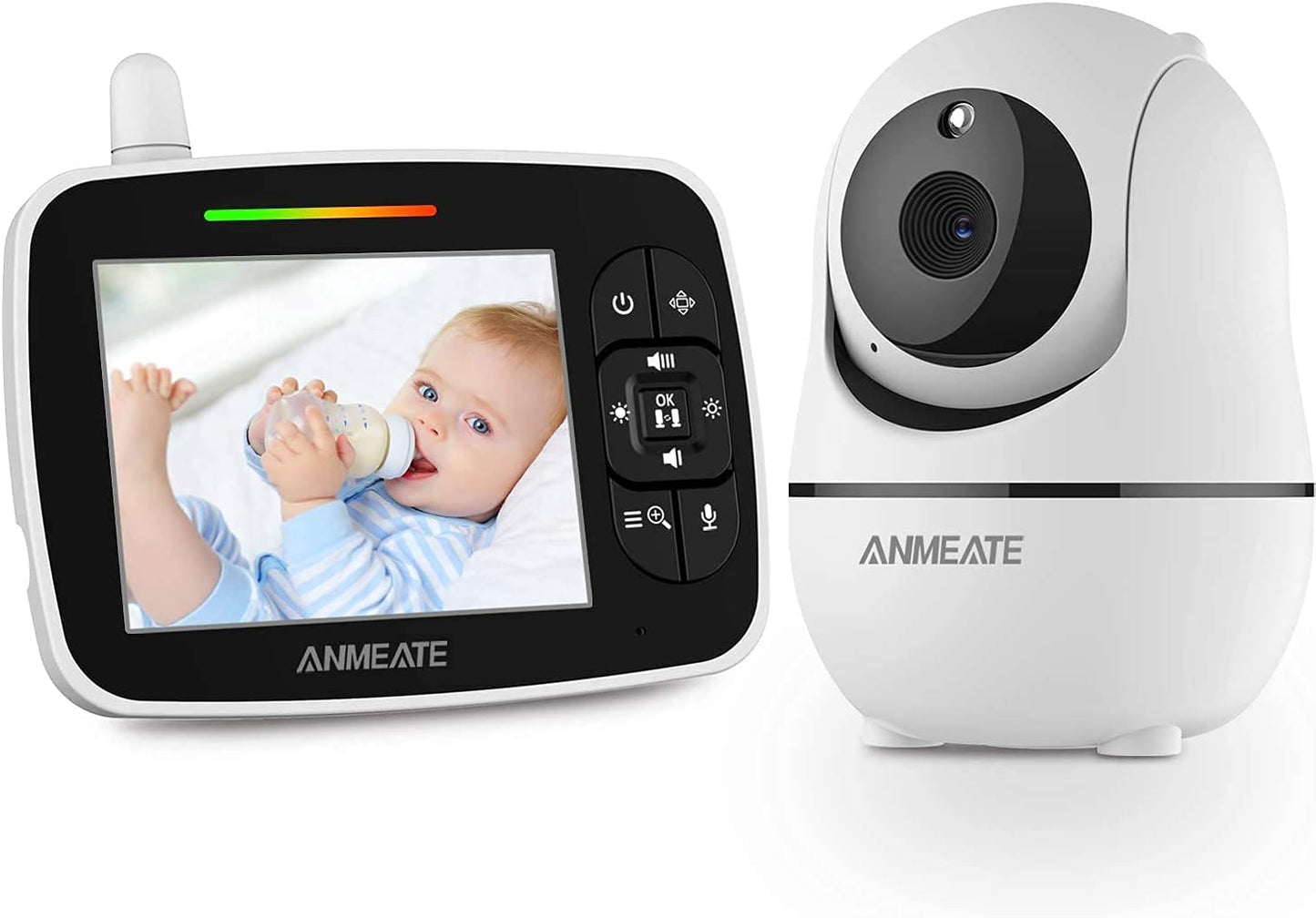 Professional Baby Monitor with Remote Pan-Tilt-Zoom Camera, Large Display Video Monitor with Audio, Infrared Night Vision, Two-Way Communication, Room Temperature Monitoring, Lullabies, and 960ft Range (Black)