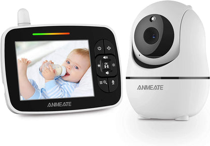 Professional Baby Monitor with Remote Pan-Tilt-Zoom Camera, Large Display Video Monitor with Audio, Infrared Night Vision, Two-Way Communication, Room Temperature Monitoring, Lullabies, and 960ft Range (Black)
