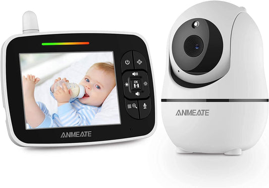Professional Baby Monitor with Remote Pan-Tilt-Zoom Camera, Large Display Video Monitor with Audio, Infrared Night Vision, Two-Way Communication, Room Temperature Monitoring, Lullabies, and 960ft Range (Black)